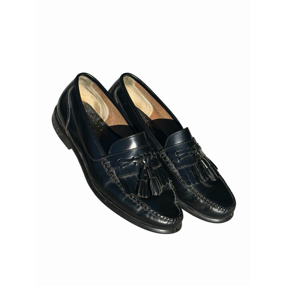 G.H. Bass Jeffrey Loafers Mens 9W Black Leather Kiltie Tassel Vintage dress shoe